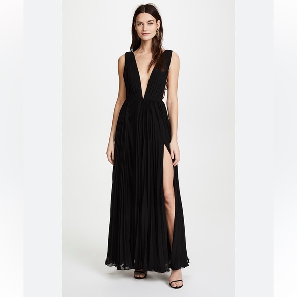Fame and Partners Allegra Dress- v-neck pleat maxi - Picture 1 of 6